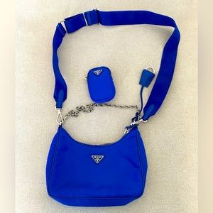 Prada Nylon Re-Edition 2005 Shoulder Bag Indaco